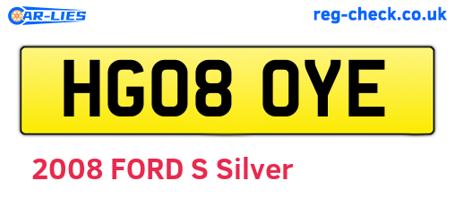 HG08OYE are the vehicle registration plates.