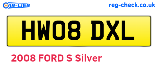 HW08DXL are the vehicle registration plates.
