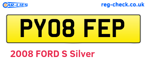 PY08FEP are the vehicle registration plates.