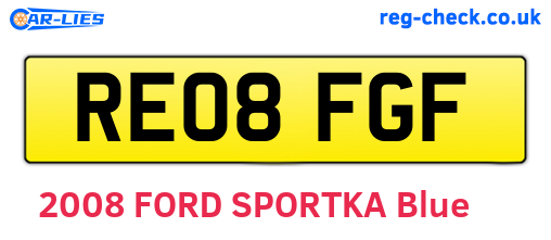 RE08FGF are the vehicle registration plates.
