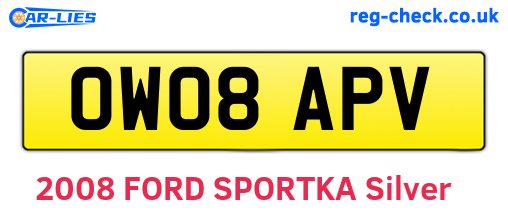 OW08APV are the vehicle registration plates.
