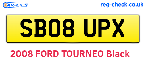 SB08UPX are the vehicle registration plates.