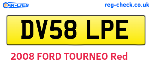 DV58LPE are the vehicle registration plates.