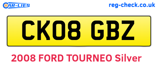 CK08GBZ are the vehicle registration plates.