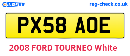 PX58AOE are the vehicle registration plates.