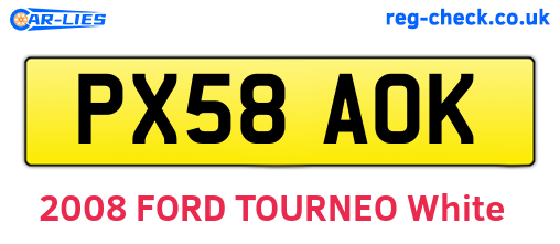 PX58AOK are the vehicle registration plates.