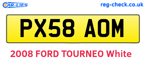 PX58AOM are the vehicle registration plates.