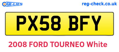 PX58BFY are the vehicle registration plates.