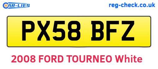 PX58BFZ are the vehicle registration plates.