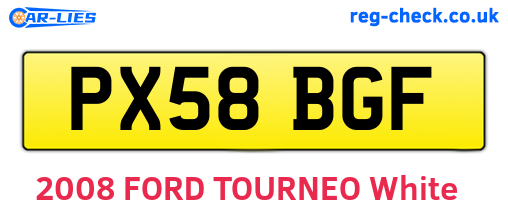 PX58BGF are the vehicle registration plates.