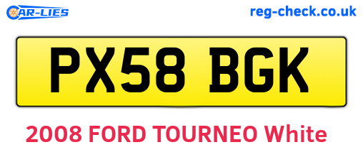 PX58BGK are the vehicle registration plates.