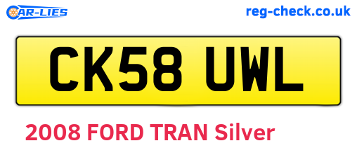 CK58UWL are the vehicle registration plates.