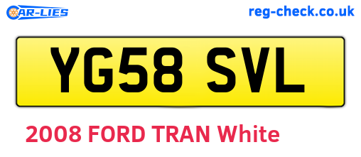 YG58SVL are the vehicle registration plates.