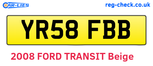 YR58FBB are the vehicle registration plates.