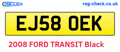 EJ58OEK are the vehicle registration plates.
