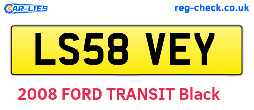 LS58VEY are the vehicle registration plates.
