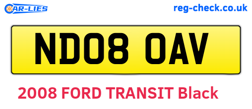 ND08OAV are the vehicle registration plates.