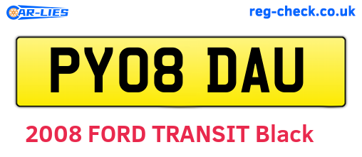 PY08DAU are the vehicle registration plates.