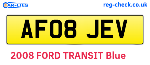 AF08JEV are the vehicle registration plates.