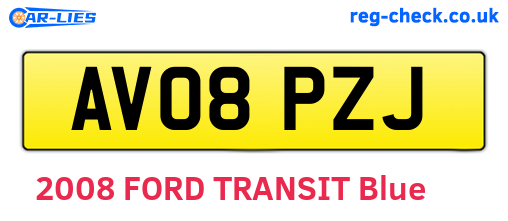 AV08PZJ are the vehicle registration plates.