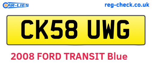 CK58UWG are the vehicle registration plates.