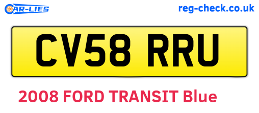 CV58RRU are the vehicle registration plates.