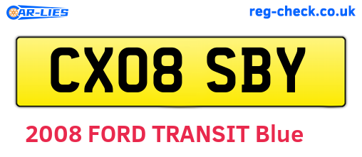 CX08SBY are the vehicle registration plates.