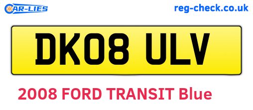 DK08ULV are the vehicle registration plates.