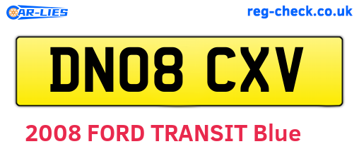 DN08CXV are the vehicle registration plates.