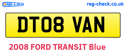 DT08VAN are the vehicle registration plates.