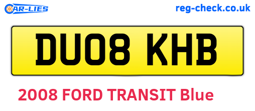 DU08KHB are the vehicle registration plates.