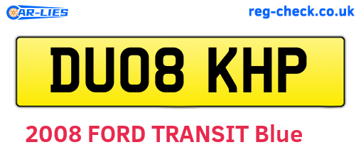 DU08KHP are the vehicle registration plates.