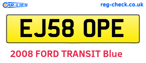 EJ58OPE are the vehicle registration plates.