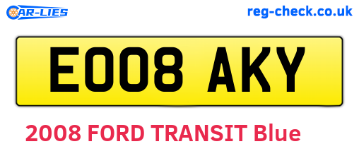 EO08AKY are the vehicle registration plates.