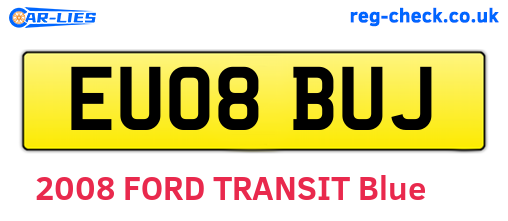 EU08BUJ are the vehicle registration plates.