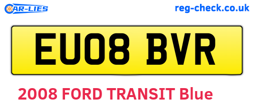EU08BVR are the vehicle registration plates.