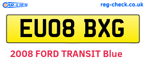 EU08BXG are the vehicle registration plates.