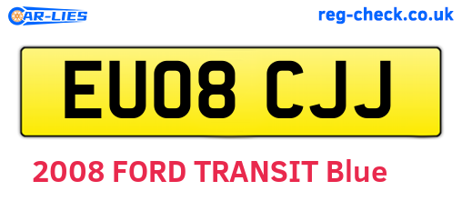EU08CJJ are the vehicle registration plates.