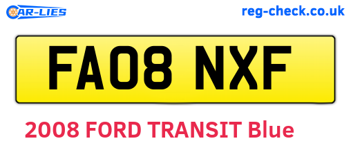 FA08NXF are the vehicle registration plates.