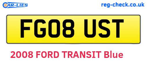 FG08UST are the vehicle registration plates.