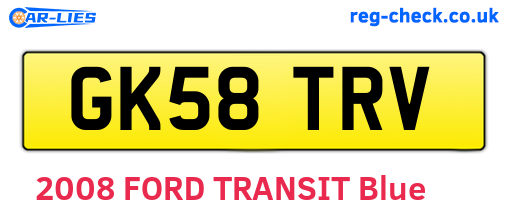 GK58TRV are the vehicle registration plates.