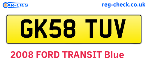 GK58TUV are the vehicle registration plates.
