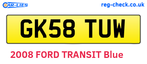 GK58TUW are the vehicle registration plates.