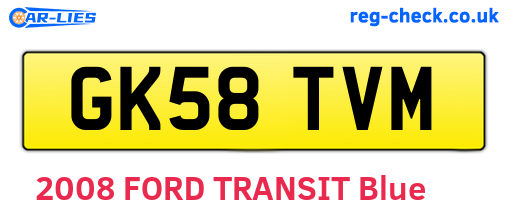 GK58TVM are the vehicle registration plates.