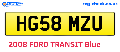 HG58MZU are the vehicle registration plates.