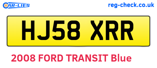 HJ58XRR are the vehicle registration plates.