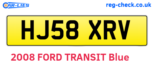 HJ58XRV are the vehicle registration plates.