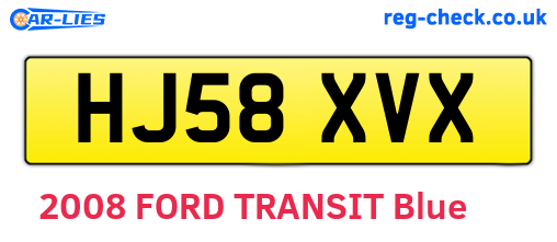 HJ58XVX are the vehicle registration plates.