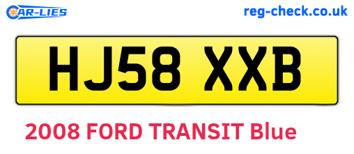 HJ58XXB are the vehicle registration plates.