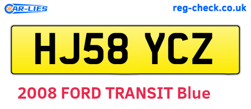 HJ58YCZ are the vehicle registration plates.